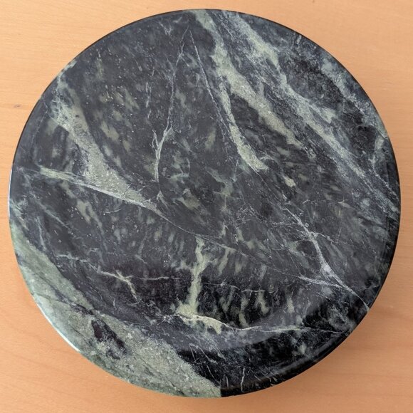 Vintage Mid-Century Green Marble Round Ashtray - Picture 2 of 6